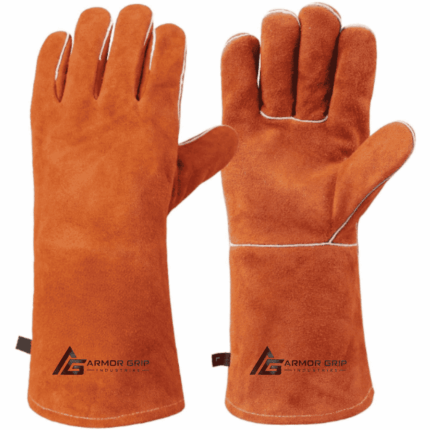 Orange Split Cowhide Welding Gloves
