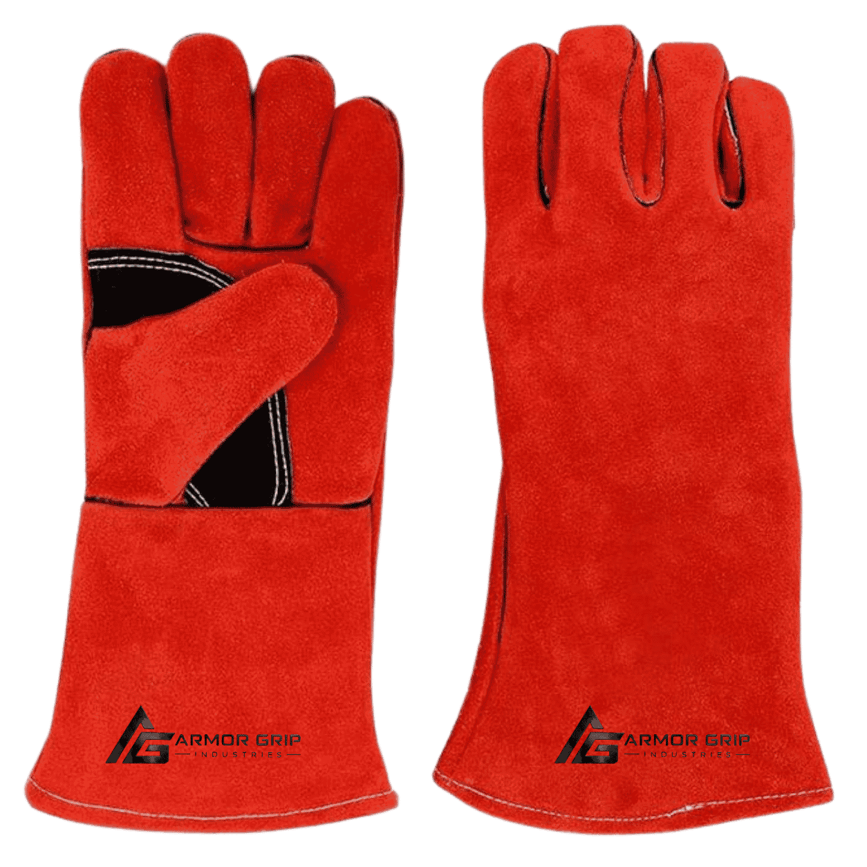 Untitled design (41) Red Split Cowhide Leather Welding Gloves - Image 1