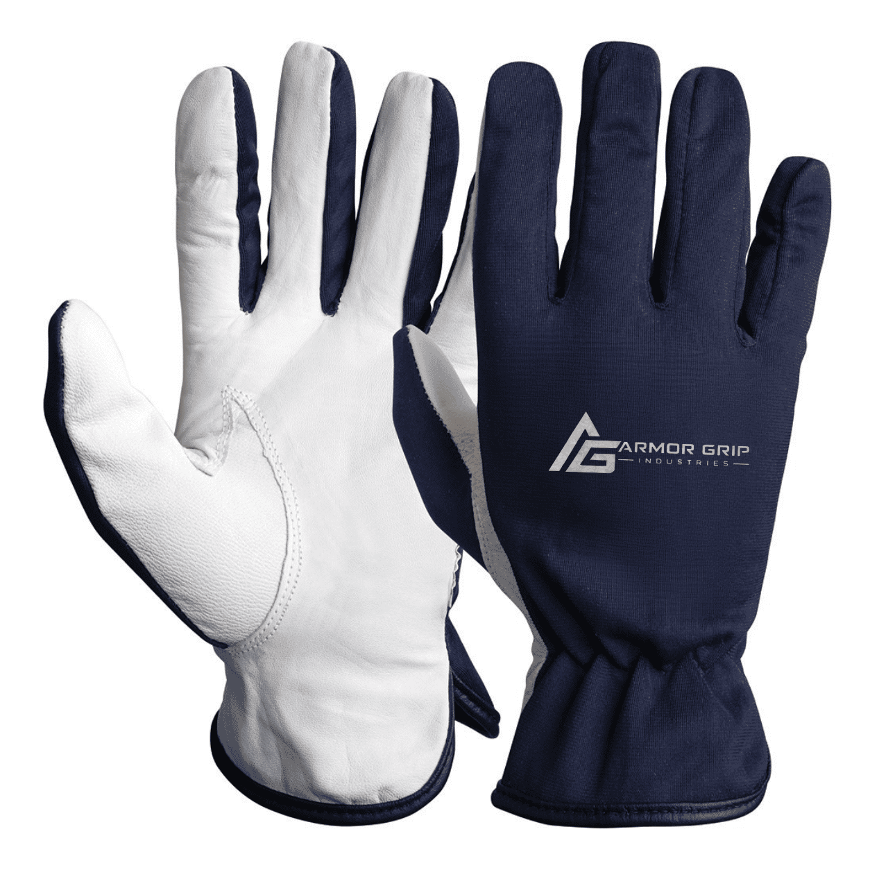 Untitled design (51) Navy Blue and White Leather Assembly Working Gloves - Image 1