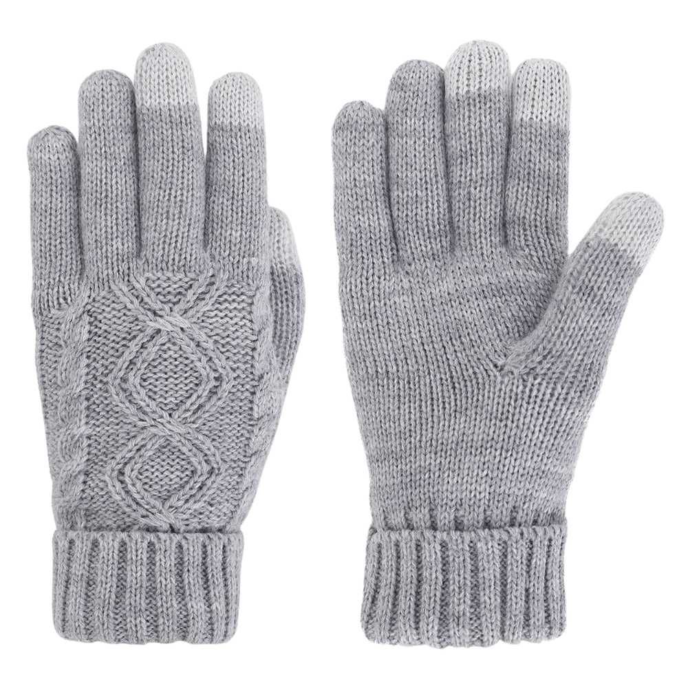 Untitled design (71) Grey Knitted Touchscreen Winter Gloves - Image 1