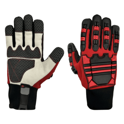Red and White Heavy Duty Mechanic Gloves